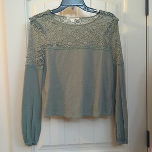 Shabby Chic small sage green lace top
